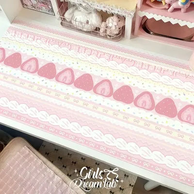 Tapis de bureau en cuir rose motif gâteau fraise fille Kawaii, tapis de souris pour bureau