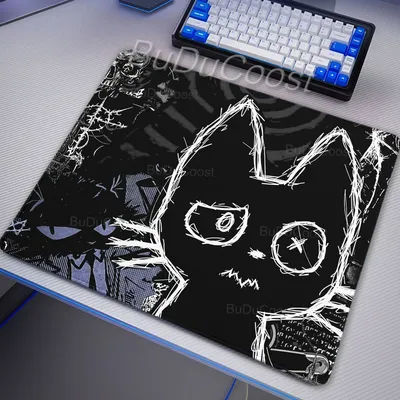 Tapis de Souris Anime Punk Chat Mignon, Tapis de Bureau Antidérapant avec Impression HD, Tapis de Clavier pour Bureau et Étude, Tapis de Jeu pour Clavier PC XS