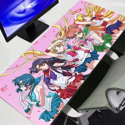 Tapis de souris S-Sailor Moon pour joueurs professionnels de eSports, tapis de souris de bureau en caoutchouc avec bord de verrouillage rapide, tapis de clavier durable