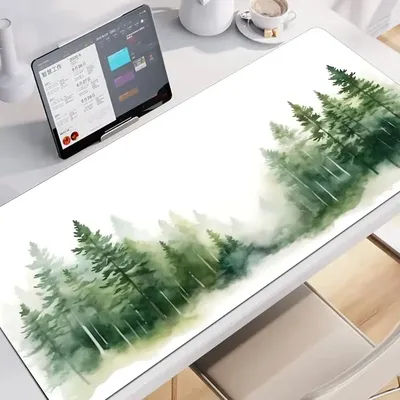 Grand tapis de souris vert forêt fraîche, tapis de jeu antidérapant pour ordinateur portable et tablette, mini tapis étendu, tapis de souris artistique, tapis de jeu pour PC, fournitures de bureau