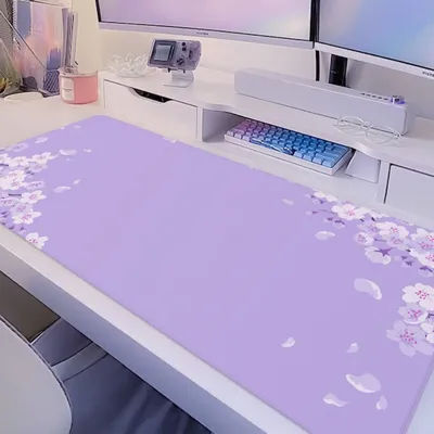 Tapis de bureau fleur violette mignon, tapis de souris lilas lavande cerise Sakura fleurs, tapis de bureau japonais, tapis de souris Kawaii Anime esthétique