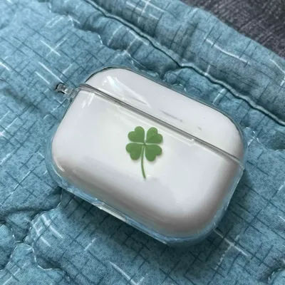 Étui pour AirPods 4 3 2 1 AirPod Pro 3 2, motif trèfle porte-bonheur, frais et créatif, anti-poussière, anti-chute, avec porte-clés