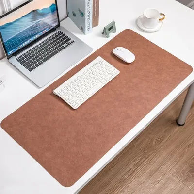 Tapis de bureau rétro à motif en cuir de vachette, tapis de souris double face résistant à la saleté, tapis d'ordinateur élégant pour le bureau, tapis d'écriture en cuir PVC