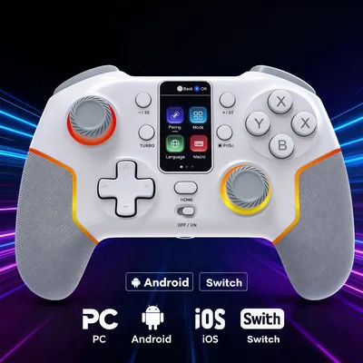 Wireless Bluetooth Multi-functional Gamepad with Screen and Motion Control Compatible for PC Android IOS and Switch