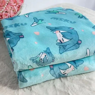 Hatsune Miku Cosplay Flannel Blanket Anime Two-dimensional Cartoon Plush Warm Sheet Student Gifts