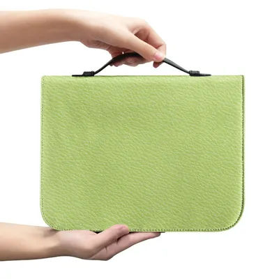 XIXIRIMIDO Sac à Bible en Cuir PU Vert Clair à Motif Texturé, Tendance 2026, avec Poches Zippées, pour l'Étude et le Transport de Livres