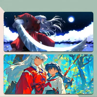 Tapis de souris intemporel Inuyasha, grand tapis de bureau antidérapant avec bords cousus épais pour le jeu