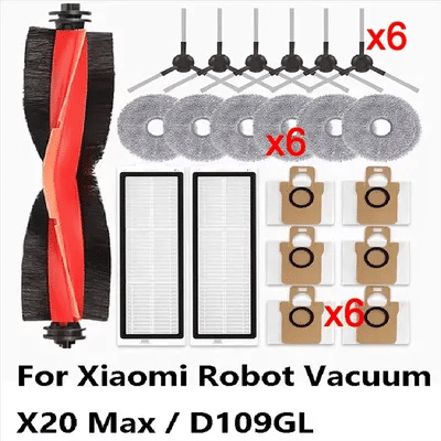 CKFAM-Replacement Part Kit For Robot Vacuum X20 Max / D109GL: Main Brush, Side Brush, Hepa Filter, Mop Cloth, Dust Bag