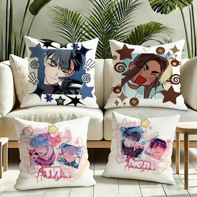 Anime A-Alien Stage Cushion Cover Silky Short Plush Invisible Zipper Dustproof Sofa Pillow Case for Home Decor