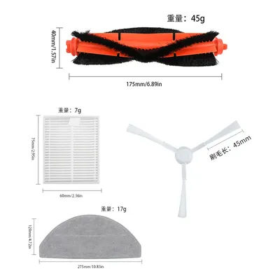 Compatible with Xiaomi E12 E10 B112 Robotic Vacuum Cleaner Accessories, Main Brush Side Brush Mop Cloth HEPA Filter Accessories