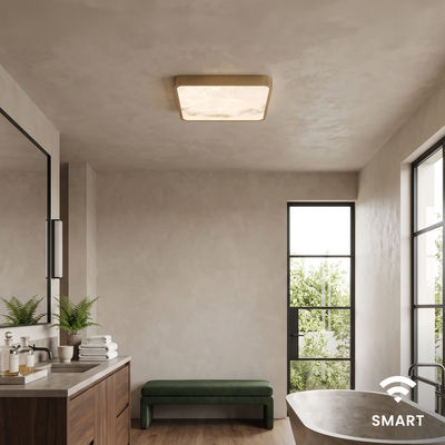Selene (Smart) | Brushed Gold Alabaster Ceiling Light | 16" / App + Remote Control | Bedroom Lighting | Living Room Lighting | Ceiling Lights | Indoor Lighting | MOD LIGHTING