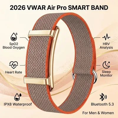 Nouveau bracelet intelligent Air Pro 2026, moniteur d'oxygène sanguin, fréquence cardiaque, HRV, sommeil 24h/24, tracker de forme physique, ultra-fin, sans écran.