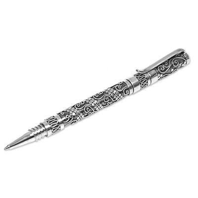 Balinese Swirls,'Hand Made Sterling Silver Ballpoint Pen Swirl from Indonesia'