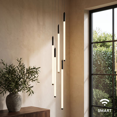 Kasper (Smart) | Modern Staircase Chandelier | Black / 8 Lights / App + Remote Control | MOD LIGHTING