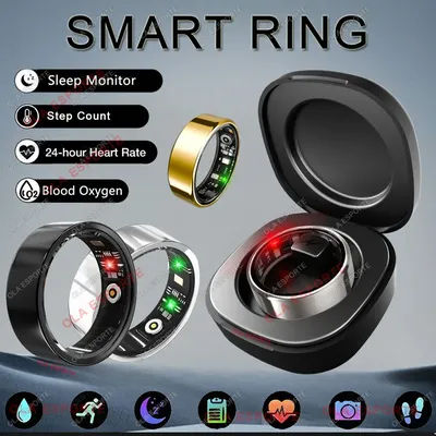 Nouvelle bague intelligente R09 pour hommes et femmes avec étui de chargement, moniteur de fréquence cardiaque, d'oxygène sanguin, de température cutanée, étanche 5ATM, Smartring R11C