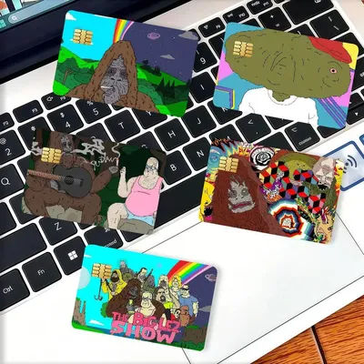 Autocollants décoratifs pour cartes de crédit, dessin animé amusant The B-Big L-Lez Show, adaptés aux cartes bancaires, transport en métro, anti-rayures, cadeau