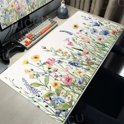 Tapis de bureau rétro à motif floral, grand tapis de souris XXL pour PC gaming, accessoires de bureau, tapis de souris étendu avec impression HD