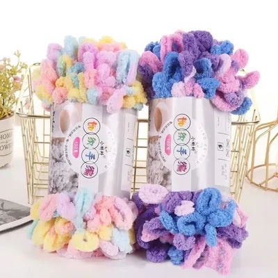 100g/pc DIY Finger Circle Line Rainbow Color No Tool Needed Zero Foundation Exquisite Woven Throw Pillow Scarf Blanket Scarf