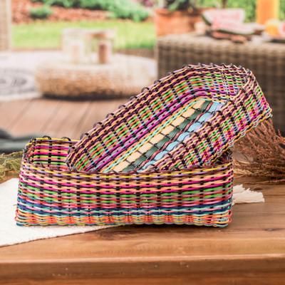 'Pair of Eco-Friendly Recycled Nesting Baskets Woven by Hand'