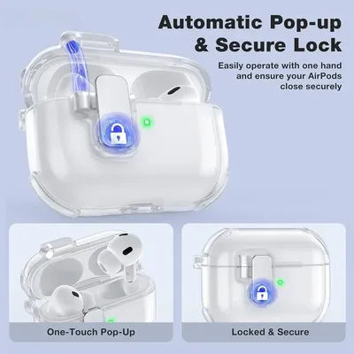 2026 pour AirPods 5 /4 Étui universel transparent antichoc et anti-rayures, étui robuste pour AirPods Pro2/Pro/Pro 3 /5 Étuis verrouillables