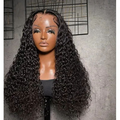 Curly Water Wave 100% Human Hair Lace Wig 40 Inch 250 Density 13x4 13x6 HD Transparent Lace Front Plucked With Baby Hair Human Hair Wigs 5x5 Glueless Human Hair Wigs for Black Women