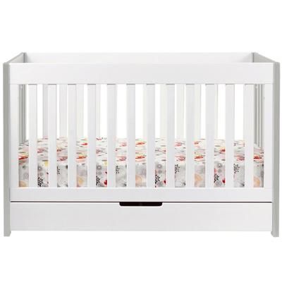 Babyletto Mercer 3-in-1 Convertible Crib with Toddler Bed Conversion Kit in Grey and White