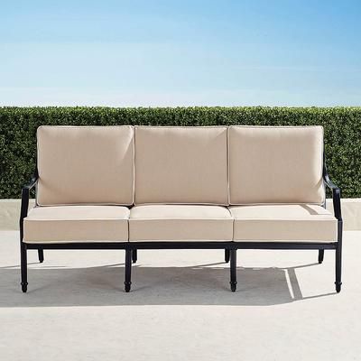 Grayson Sofa with Cushions in Black Aluminum - Standard, Resort Stripe Aruba - Frontgate