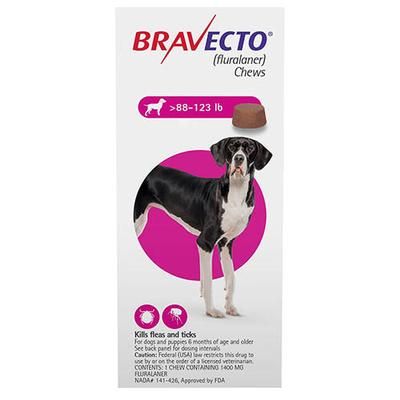 Bravecto For Extra Large Dogs (88 To 123lbs) Pink 2 Chews