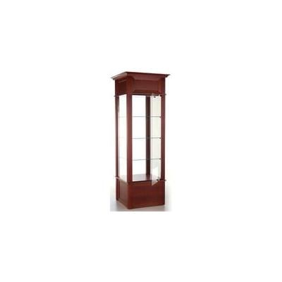 82"H Museum Showcases in Real Wood - Square Tower Locking Display Case