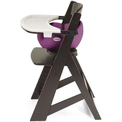 Keekaroo Height Right High Chair & Infant Insert - Espresso / Raspberry