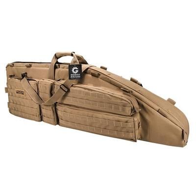 Loaded Gear RX-600 46 in Tactical Dual Rifle Bag Padded Center Divider 4 Zippered Pockets Dark Earth BI12552