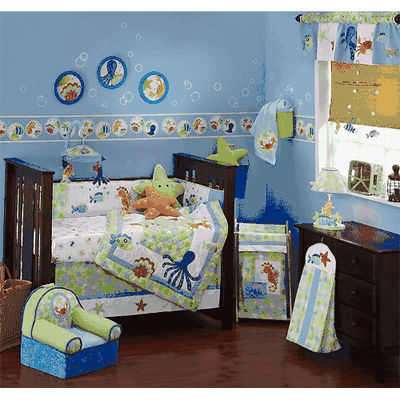 Lambs & Ivy Bubbles 6 Piece Crib Bedding Set