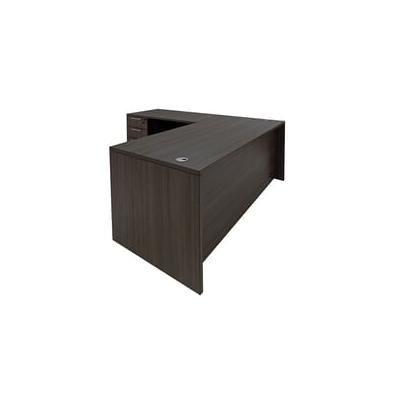 Charcoal L-Shaped Rectangular Managers Desk w/6 Drawers