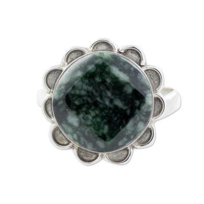 Jade cocktail ring, 'Dark Sunflower'