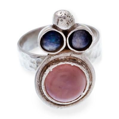 Energy in Unity,'Rose Quartz and Labradorite Cocktail Ring from Mexico'