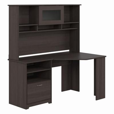 Cabot Corner Desk w/ Hutch in Heather Gray - Bush Furniture CAB008HRG