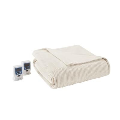 Beautyrest Electric Micro Fleece Full Heated Blanket in Ivory - Olliix BR54-0176