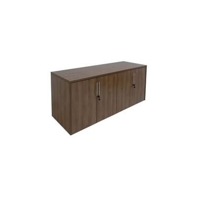 Modern Walnut 4-Door Locking Storage Credenza
