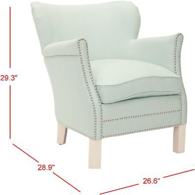 Jenny Arm Chair W/ Silver Nail Heads in Robins Egg Blue/Ivory - Safavieh MCR4543E