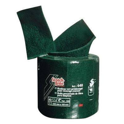 Rouleau De 40 Tampons Vert Predecoupe Scotch-brite - Scotch-Brite