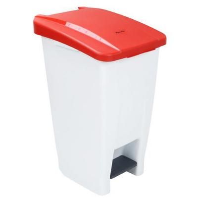 Poubelle Agroalimentaire Mobile À Pédale 60 L Blanc Couvercle Rouge - Manutan Expert