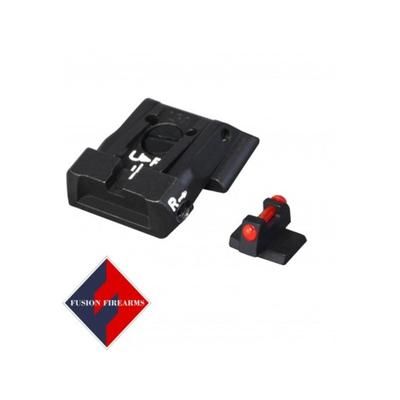 LPA SPS Fully Adjustable Black Serrated Rear Red Fiber Optic Front Sight Set For S&W Military and Police M&P Black SPS02SW6F