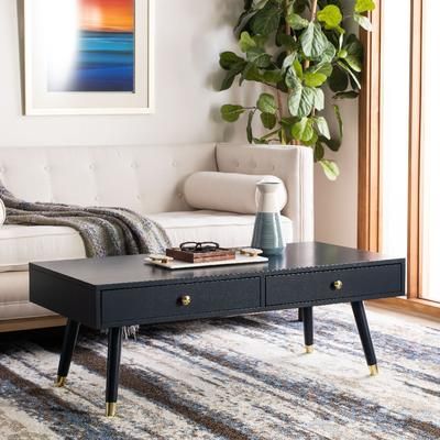 Levinson Gold Cap Coffee Table in Navy - Safavieh FOX6304C