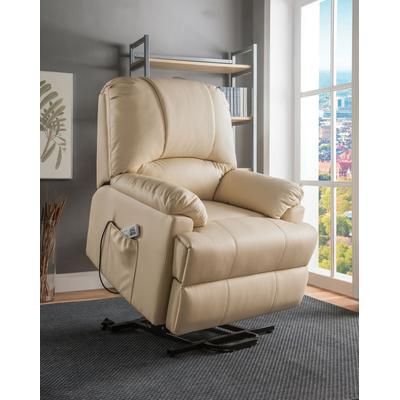 Ixora Recliner w/ Power Lift & Massage in Beige PU - Acme Furniture 59286