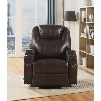 Waterlily Rocker Recliner w/ Swivel (Motion) in Brown Bonded Leather Match - Acme Furniture 59278