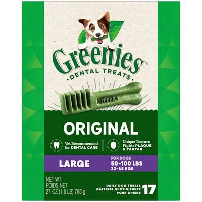 Original Large Natural Dog Dental Care Chews Oral Health Dog Treats, 27 oz., Count of 17