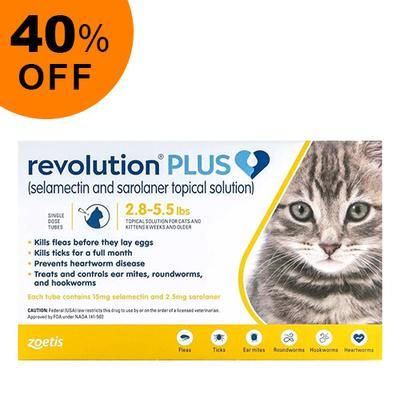 Revolution Plus For Small Cats 2.8-5.5lbs (Yellow) 6 Pack - Get 40% Off Today
