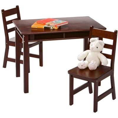 Lipper International Child's Rectangular Table & 2 Chairs - Walnut