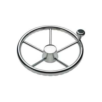 Schmitt & Ongaro Marine 170 13.5" Stainless 5-Spoke Destroyer Wheel w/ Stainless Cap and FingerGrip Rim - Fits 3/4" Tapered Shaft Helm 1731321FGK