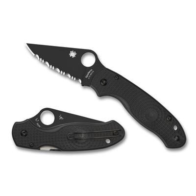 Spyderco Para 3 Lightweight Folding Knife 2.93in CTS BD1N Serrated DLC Blade Black FRN Handle C223SBBK
